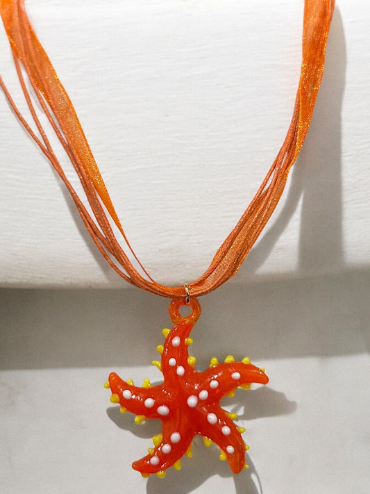 Orange Starfish Pendant